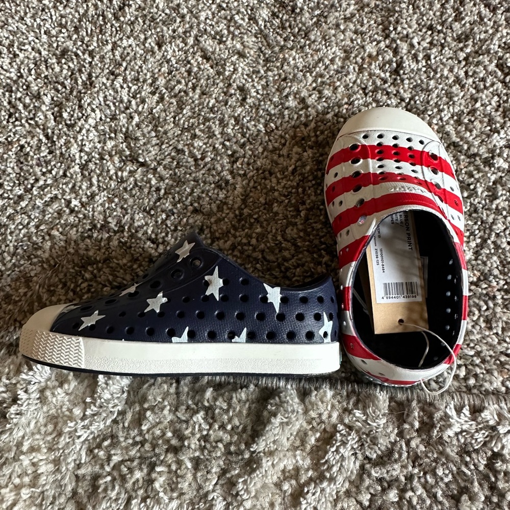 NATIVE Jefferson Shoes Kids C6 6 Toddler Shoe Sneaker Natives Red White Blue